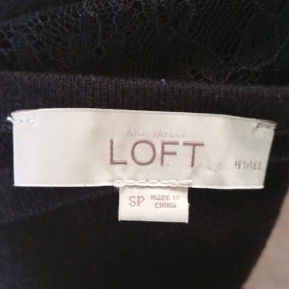 Ann Taylor LOFT Lace Sleeved Knit Top Size S Pet - Picture 5 of 7